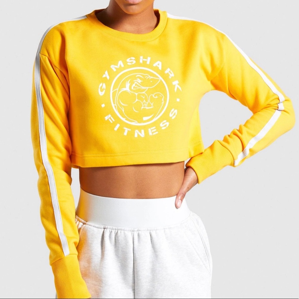 GYMSHARK yellow crewneck crop